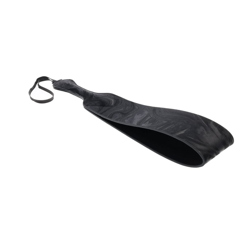 Close-up side view of the Velvet Noir Paddle focusing on the front loop for impact detail | Flirty Bay adult toys online, best sex tools